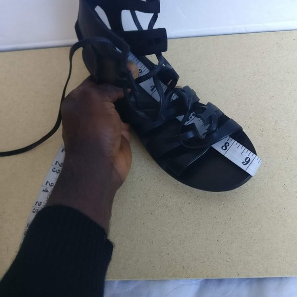 HUDSON LONDON Summertime ALL LEATHER Ancient Greek Gladiator Ankle wrap Sandal - Picture 7 of 11